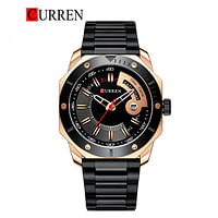 CURREN 8344 Original Brand Stainless Steel Band Wrist Watch For Men Black Rose Gold