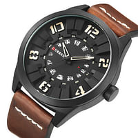 CURREN 8241 Casual Fashion Wrist Leather Band Watch Water Resistant with Men Quartz Watch chocolate/Black