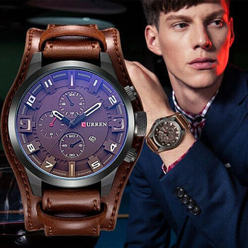 CURREN 8225 Men's Watches Fashion Luxury Brand Military Quartz Sports Men's Watch Casual Leather Wristwatches Male Clock Brown/Black