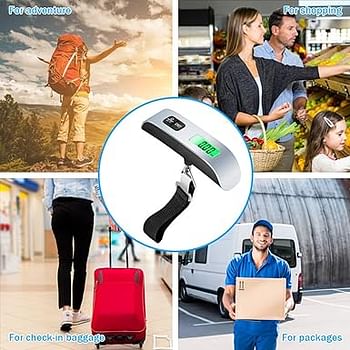 Digital Luggage Scale, Portable Handheld Baggage Electronic Scale, Suitcase Scale with Temperature Sensor and 110 Pound Capacity Hanging Luggage Weight Scale for Travel - Battery Included