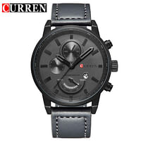 CURREN 8217 Original Men's Sports Waterproof Leather Strap Date Wrist Watch, Gray