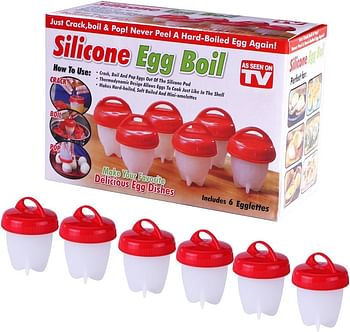 Silicone Egg Cooker, Hard Boiled Egg Maker 6 Pieces Silicone Egg Poachers, Boiled Egg Cooker without Shell