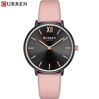 Curren 9040 Original Brand Leather Straps Wrist Watch For Women/ Pink