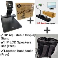 HP Adjustable Display Stand AW663AA#ABA  For LCD & LED Monitor + HP LCD Speaker Bar NQ576AA (Free)  + Laptop Backpack (Free)