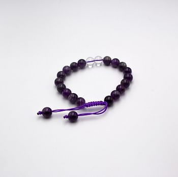 Natural Amethyst ,and Two Clear Quartz Crystal Bracelet