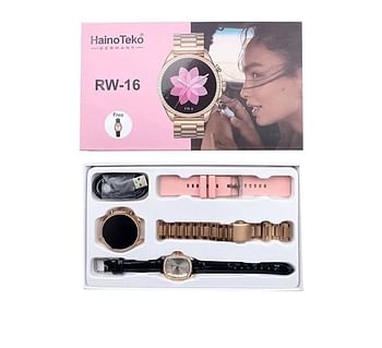 Haino teko smartwatch RW16 with two set straps and one analogue watch for ladies and girls (pack of 2)