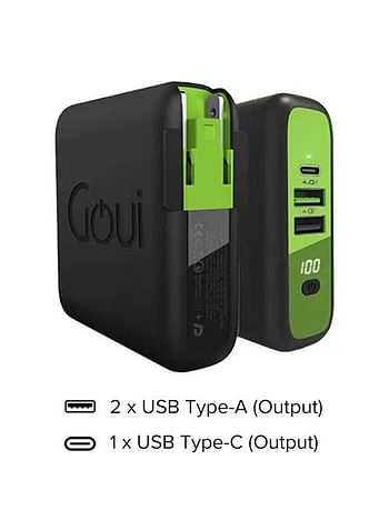 8000 mAh Mbala.Qi Power Bank With Wireless And Wall Charger Black/Green