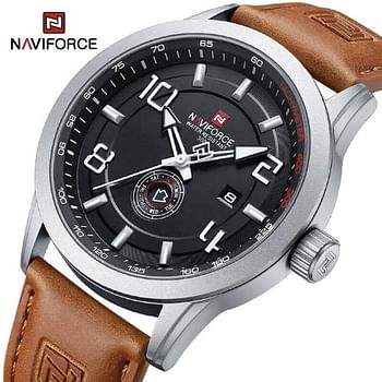 NaviForce NF9229 Classic Business Lumnious Date Day Function Analogue Quartz Wristwatch For Men Brown/Black