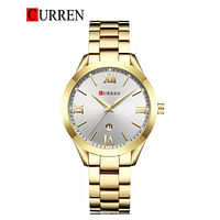 Curren 9007 Original Brand Stainless Steel Band Wrist Watch For Women / Gold