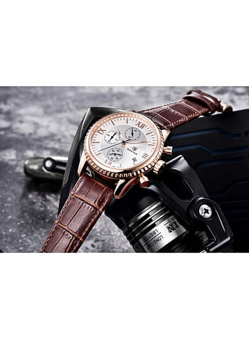 Benyar Luxury Chronograph Military Leather Strap Quartz Men Wristwatch