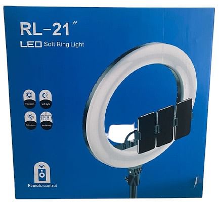 RL-21 Selfie Ring light 21 inch And Photographic lamp with 3 mobile seilfy - Black