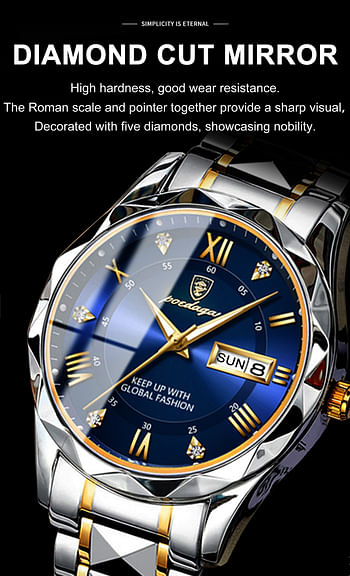 POEDAGAR Luxury Man Wristwatch | Luminous Stainless Steel Quartz Waterproof Men's Watch