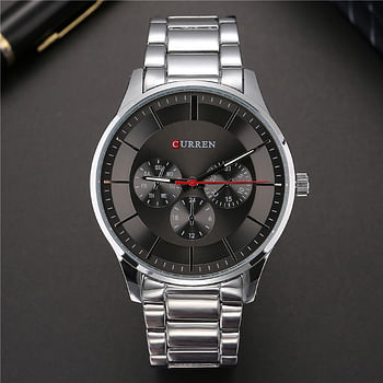 Curren 8282 Original Brand Stainless Steel Band Wrist Watch For Men / Silver