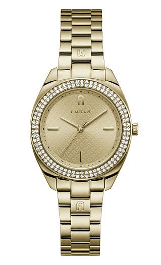 Furla watch for women stainless steel,Gold