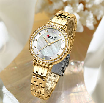 Curren 9087 Original Brand Stainless Steel Band Wrist Watch For Women / Gold