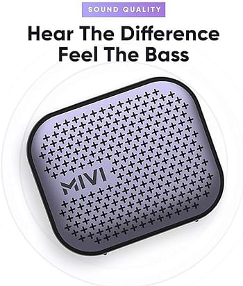 Mivi Roam 2 Bluetooth 5W Portable Speaker,24 Hours Playtime,Powerful Bass, Wireless Stereo Speaker with Studio Quality Sound,Waterproof, Bluetooth 5.0 and in-Built Mic with Voice Assistance-Black