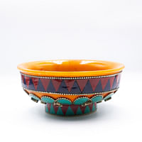 Exquisite Amber Bowl with Gemstone Handmade in Nepal