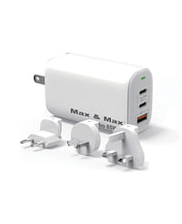 Max & Max 65W Fast Charger Adapter USB-C 3Port GaN PPS Turbo USB-C USB-A for MacBook Pro/Air, Laptops, iPad, iPhone 11,12,13,14,15 Pro Plus Max, Samsung S23/S10, Dell XPS, Note 20/10+, Oppo