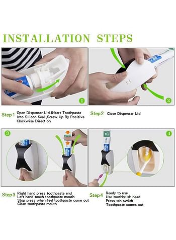 Automatic Dust Proof Toothpaste Dispenser Set With Super Sticky Suction Pad Multicolor