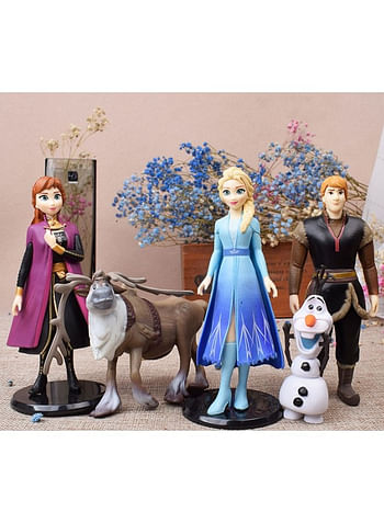 5 Pieces Snow Action Figures Birthday Cartoon Cake Topper Set Home Decor Mini Toys For Kids Theme Party Supplies