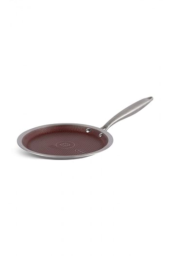 Edenberg 22CM CREPE PAN WINE HONEY COMB COATING - NON-STCK SCRATCH FREE Three layers, STAINLESS STEEL+ALUMINIUM+STAINLESS STEEL