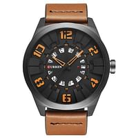 CURREN 8241 Casual Fashion Wrist Leather Band Watch Water Resistant with Men Quartz Watch Brown/Black