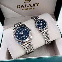 Galaxy Beautiful couple watches Fashion stainless steel chain watches Set of two SILVER