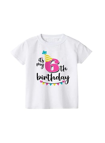 Its My 6th Birthday Party Boys and Girls Costume Tshirt Memorable Gift Idea Amazing Photoshoot Prop Pink