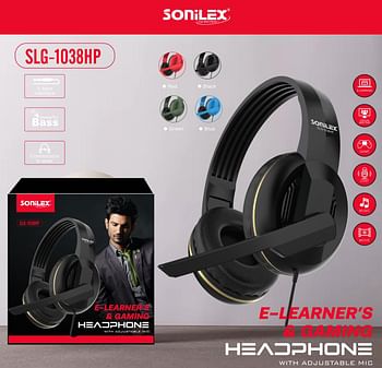 SONILEX SLG-1038HP Wireless Gaming Headphone with Mic Over Ear for for Games E-Learning Virtual Meeting