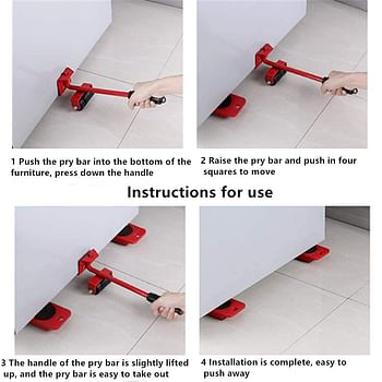 مجموعة أدوات نقل الأثاث و4 قطع من شرائح الأثاث مقاس 3.9 × 3.15 بوصة، وأدوات تحريك الأثاث الدوارة، وسادات قابلة للدوران 360 درجة، مناسبة للأرائك والثلاجات
