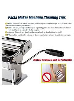 Pasta Maker Machine, Manual Stainless Steel Noodles Maker,7 Adjustable Thickness Settings Pasta Roller Press and Cutter for Spaghetti, Fettuccini, Lasagna or Dumpling Skins-Silver