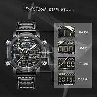 NAVIFORCE NF9160  Watch for Men Luxury Digital Chronograph Analog Sport Watches Military Waterproof Genuine Leather Wristwatch Black and White