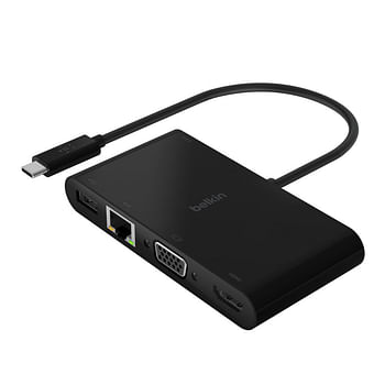 Belkin - USB-C to HDMI, VGA, USB-A and Gigabit Ethernet - Black