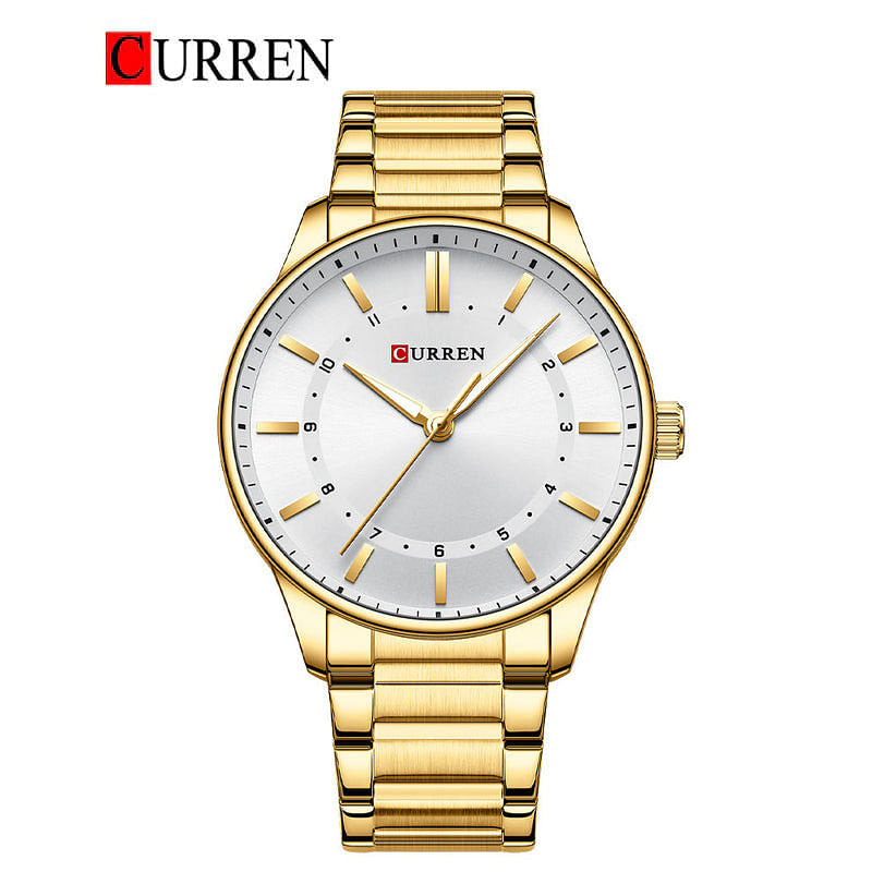 Curren 8430 Original Brand Stainless Steel Band Wrist Watch For Men / Gold