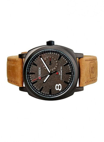 Curren 8139 Leather Analog Watch for Men- Brown & Black