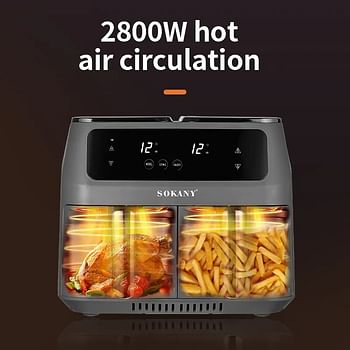 Sokany 8030 Two Zones Cyclonic Air One-pot Dual-use Air Fryer SK-ZG-8030 8L