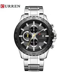 Curren 8334 Men's Water Resistant Analog Watch silver