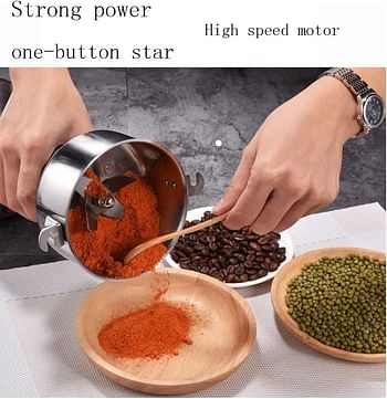 Electric Grain Mill Grinder Portable Household Herb Grinder Stainless Steel Grinder Grain Powder Machine 150G