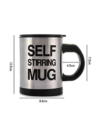 400 ML Auto Mixing Coffee Tea Cup Stainless Plain Lazy Self Stirring Novelty Mug Black