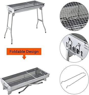 Grill Stainless Steel Folding Portable BBQ Tool Kits for Outdoor Cooking Camping Hiking Picnics Tailgating Backpacking or Any Outdoor