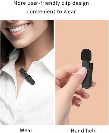 K9 Wireless Microphone Clip Mic, Digital Mini Lavalier Microphones, Lapel Clip-on Collar Microphone Compatible for iPhone & All iOS Devices