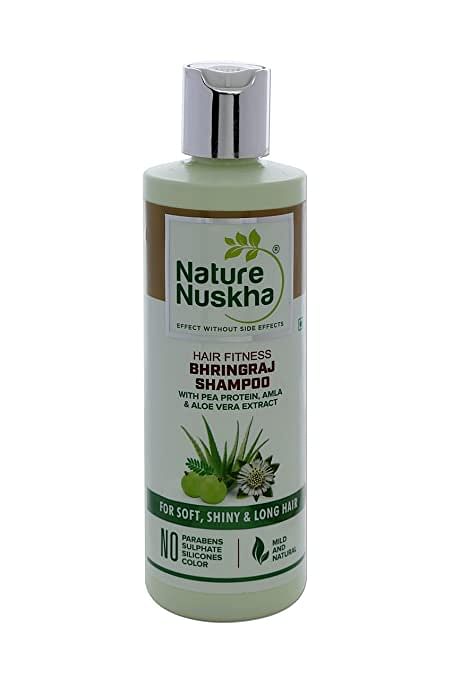 Nature Nuskha Protein Rich Bhringraj Shampoo with Pea Protein, Amla and Aloe Extract for Soft, Shiny, Long Hair- Chemical/Paraben/Sulphate Free (250 ml)
