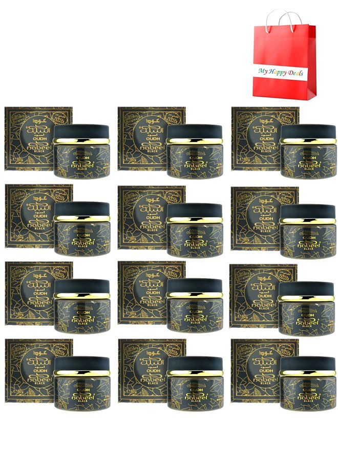 Nabeel Pack of 12 Black Oudh Incense Bakhoor 60 GM