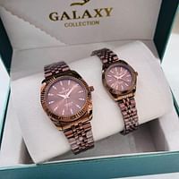 Galaxy Beautiful couple watches Fashion stainless steel chain watches Set of two bronze