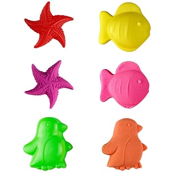 UKR Play Sand Sea Animal Mould Set of 4 Color Sand,Non Sticky Play Sand for 3,4,5 Ages