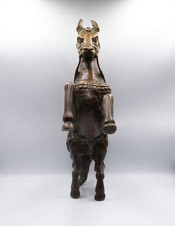 Majestic Bronze Standing Dynamic Horse Figure Set Handcrafted in Nepal