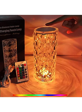 We Happy LED Crystal Table Lamp Multicolored Lights with Remote and C Type USB Charger Perfect for Home Decor