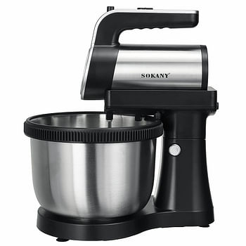 SOKANY Electric Stand Mixer 4L 5 Speed Tilt Head with Dough Rod Wire Whip & Beater Stainless Steel Bowl - EU Plug