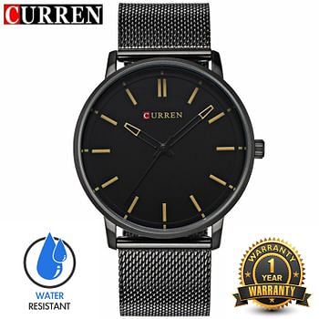 CURREN Men's Water Resistant Analog Watch 8233 - 45 mm - Black