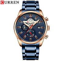 Curren 8352 ,Chronograph Watch Waterproof Men's New Gold Stainless Steel Luxury Military Watch for Men